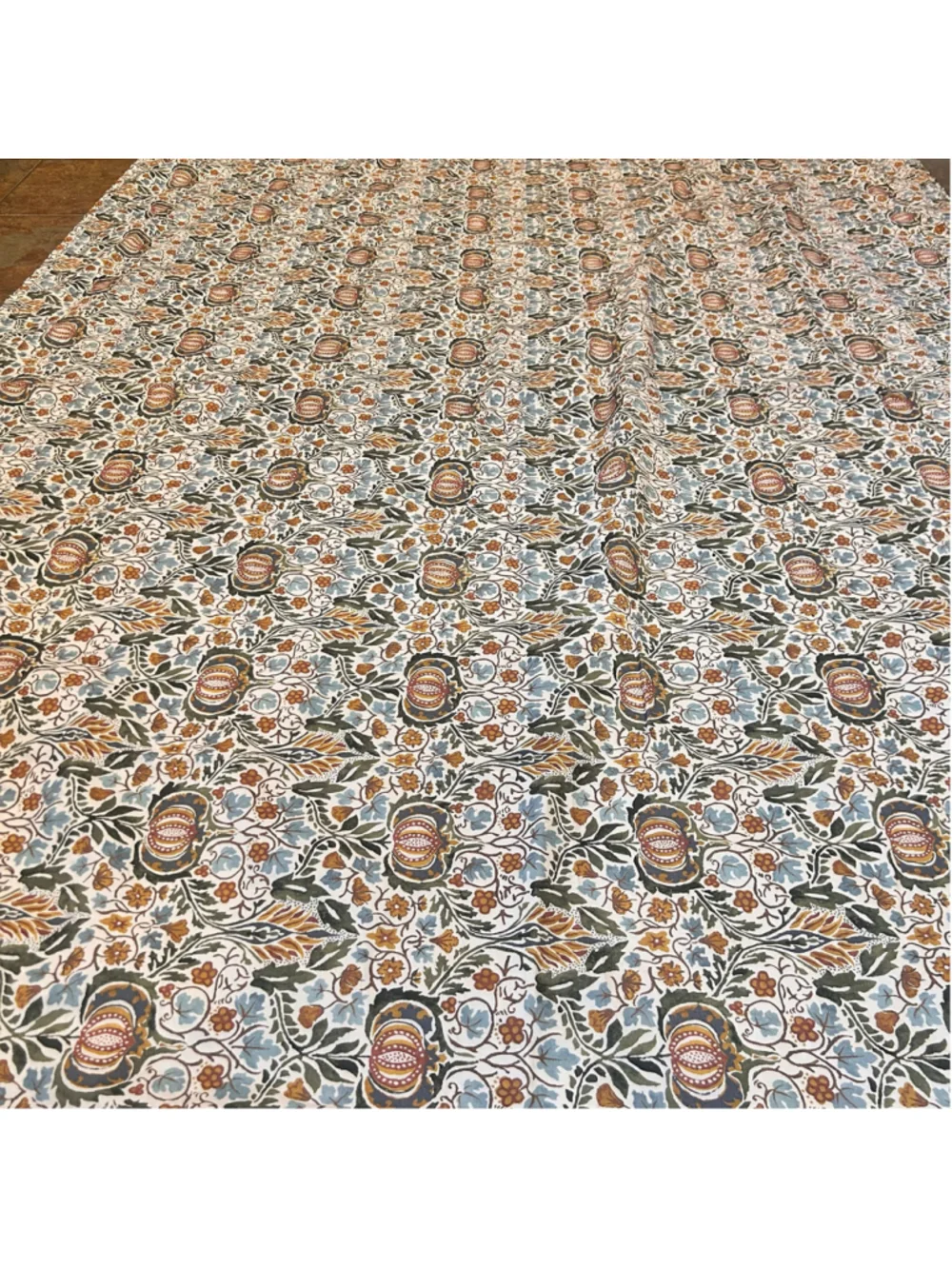 Williams Sonoma Morris & Co. Floral Tablecloth Green Cotton 70x108